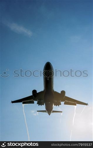 big passenger airplane comes in to land