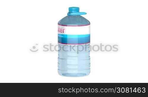 Big plastic bottle of drinking water on white background