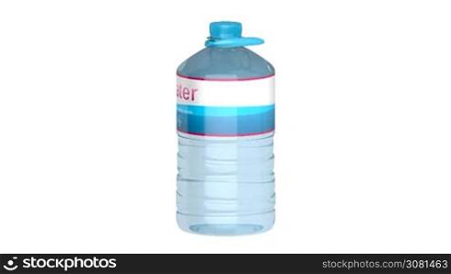 Big plastic bottle of drinking water on white background