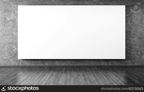Big poster over concrete wall room interior background 3d rendering