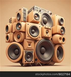 Big power sound speaker system. Generative Ai. High quality illustration. Big power sound speaker system. Generative Ai