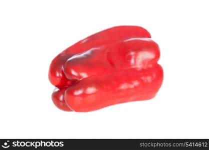 Big red bell pepper isolated on white background
