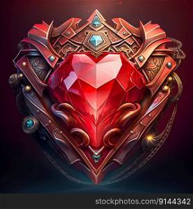 Big red jewel heart. Valentine day. Generative AI. High quality illustration. Big red jewel heart. Valentine day. Generative AI
