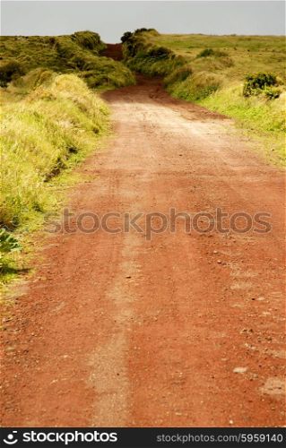 big red road in sao jorge island, azores