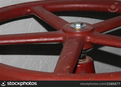 Big Red Wheel on a Water Supply Control Mechanism