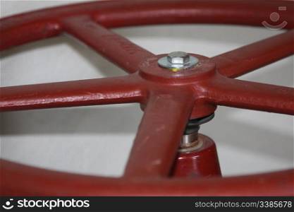 Big Red Wheel on a Water Supply Control Mechanism