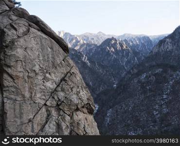 Big rock in the mountains of Seoraksan, South Korea