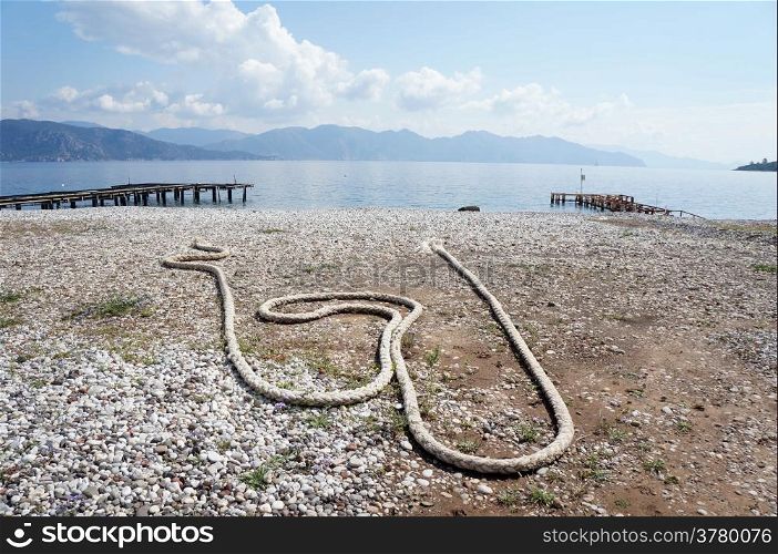 Big rope on the beach in Turkey