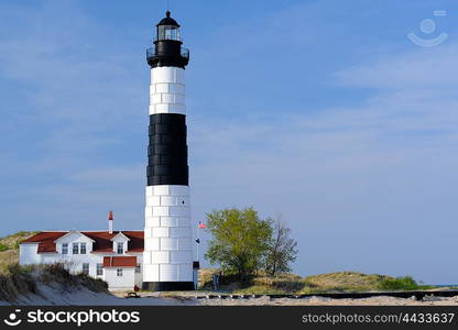 Big Sable Point Lighthouse in dunes, built in 1867, Lake Michigan, MI, USA