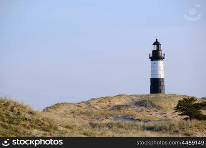 Big Sable Point Lighthouse in dunes, built in 1867, Lake Michigan, MI, USA