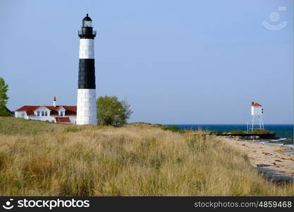 Big Sable Point Lighthouse in dunes, built in 1867, Lake Michigan, MI, USA