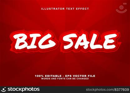 Big sale, 3d editable text effect red gradation. Template with bold font concept use for brand label and promotion tag. Premium Vector