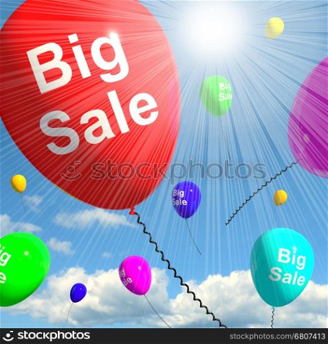 Big Sale Balloons In Sky Showing Promotions Discounts And Reductions. Big Sale Balloons In Sky Shows Promotions Discounts 3d Rendering