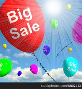 Big Sale Balloons In Sky Showing Promotions Discounts And Reductions. Big Sale Balloons In Sky Shows Promotions Discounts 3d Rendering