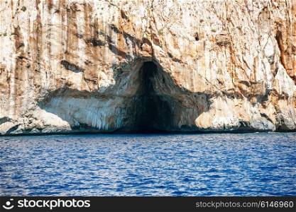 Big sea cave in the mediterranean coast. Sardinia, Italy.