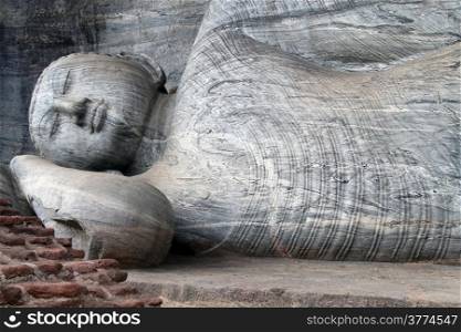 Big sleeping Buddha in Gal Vihara in Polonnaruwa, Sri Lanka