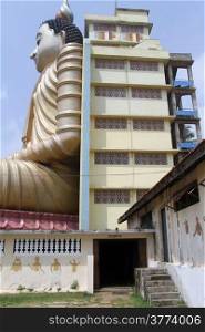 Big statue of Buddha and building in Wewurukannala Vihara, Sri Lanka