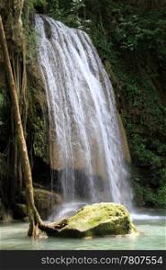 Big stone and water in Erawan waterfall, Thailand