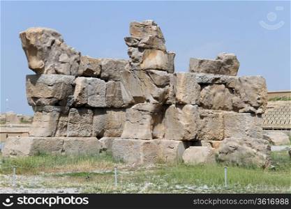Big stone horse and stones in Persepolis, Iran