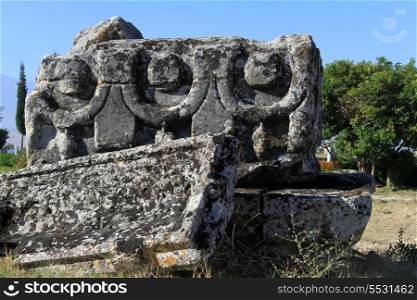 Big stone sarcophagus in Hyerapolis, Turkey