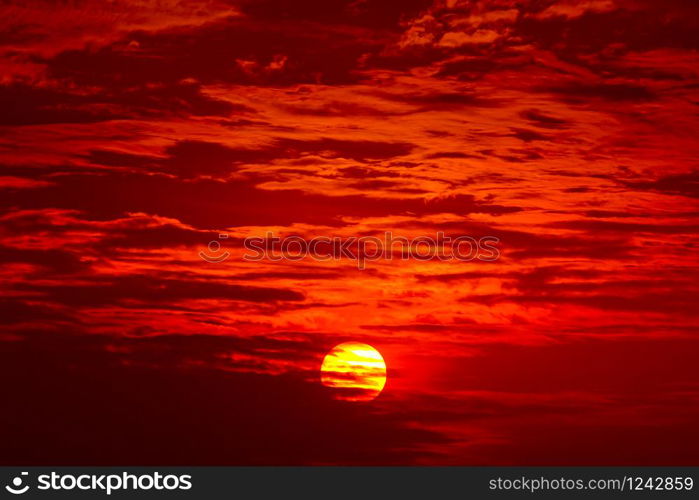 Big sun, Sunset sky background