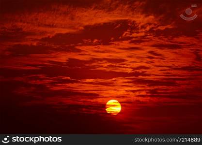 Big sun, Sunset sky background