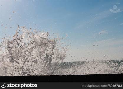 Big waves break on the beach Bolata, Bulgaria