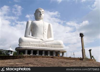 Big white Buddha statue in Kurunegala, Sri Lanka