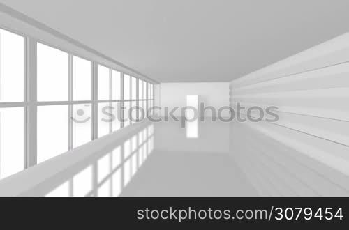Big white business room with large windows. 4k at 60 fps with Alpha Matte. - 1 Alpha Matte for windows and door - 1 Alpha Matte for reflection from floor This animation can use for business template in After Effects.