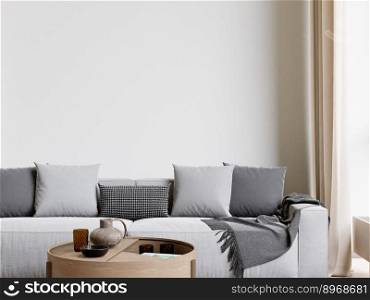 big white living room.interior design,grey sofa wall for mock up and copy space.	