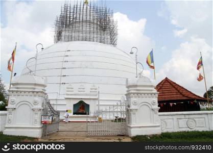 Big white stupa in Tissamaharama in Sri Lanka