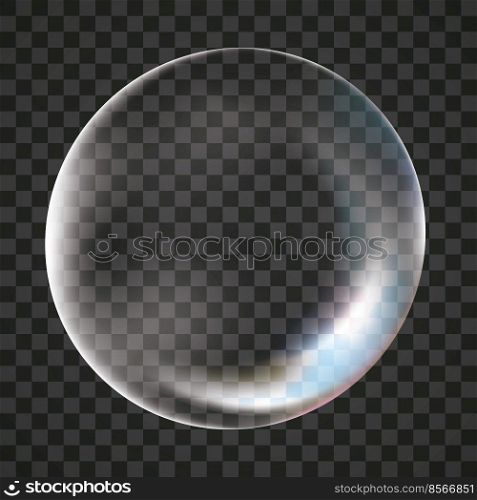 Big white transparent glass sphere ball with glares