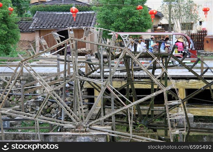 Big wooden circle in chinese village, China