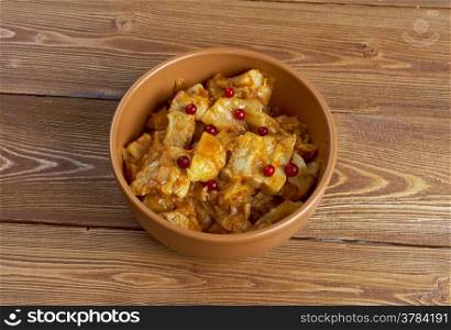 Bigos - traditional meat and cabbage stew typical of Polish, Lithuanian, Belarusians and Ukrainian cuisine