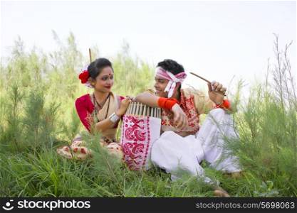 Bihu dancers sitting together