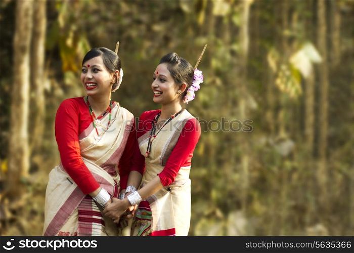 Bihu women dancers smiling