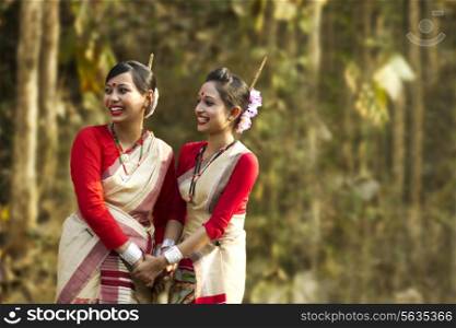 Bihu women dancers smiling