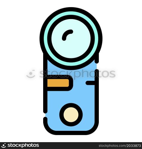 Bike action camera icon. Outline bike action camera vector icon color flat isolated. Bike action camera icon color outline vector