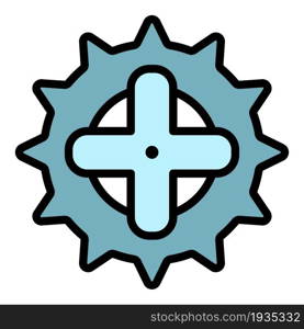 Bike chainwheel icon. Outline bike chainwheel vector icon color flat isolated. Bike chainwheel icon color outline vector
