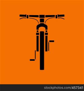 Bike icon front view. Black on Orange background. Vector illustration.