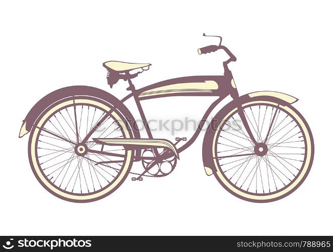 Bike icon. Side view of classic bike on a white background. Flat vector.