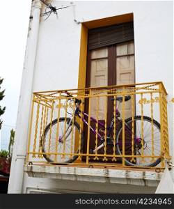 Bike on the balcony in Barcelona, Spain.