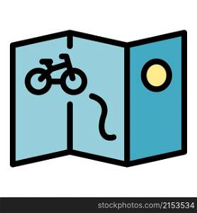 Bike rent route icon. Outline bike rent route vector icon color flat isolated. Bike rent route icon color outline vector