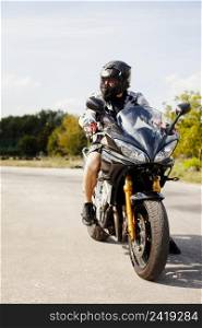 biker riding road