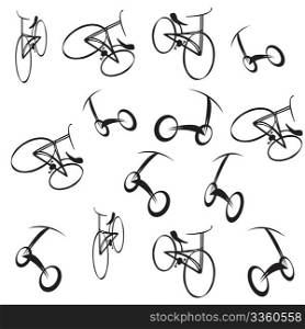 Bikes pattern illustration on white