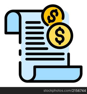 Bill of exchange icon. Outline bill of exchange vector icon color flat isolated. Bill of exchange icon color outline vector