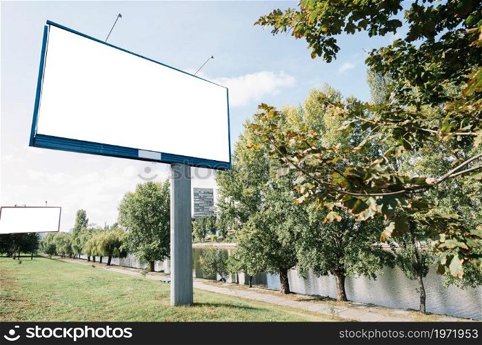 billboards near river. High resolution photo. billboards near river. High quality photo