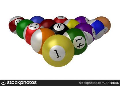 billiard balls isolated on white background