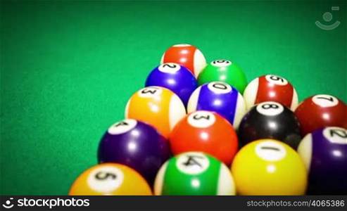 Billiard balls on green baize