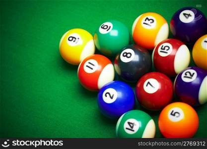 billiard balls with copy space...